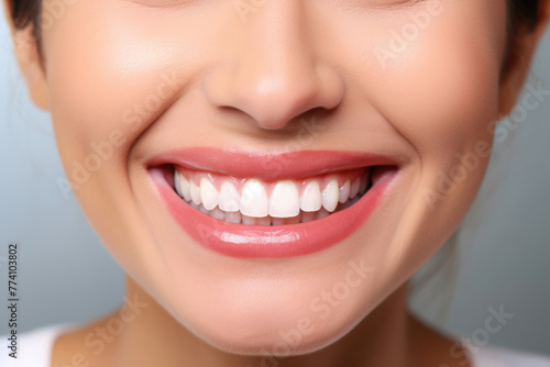 A woman with a big smile on her face  showing off her teeth. Concept of happiness and confidence