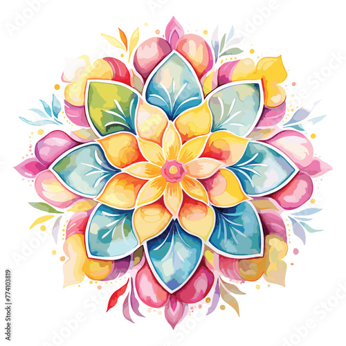 Watercolor mandala floral design vector