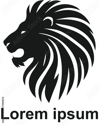 Vector vector of a majestic lion head with flowing mane