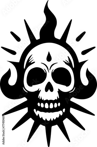 skull with fire logo vector illustration