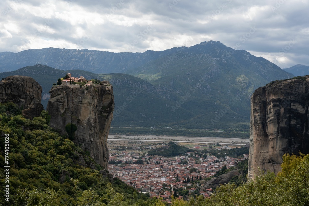 Scenic shot of Monastery of the Holy Trinity at Meteora in Greece