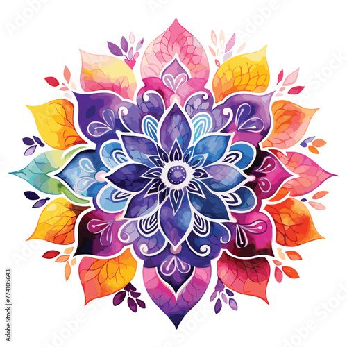 Watercolor mandala floral design vector