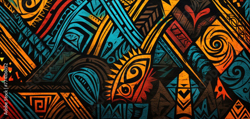 Photo background pattern in African tribal style in colorful colors photo