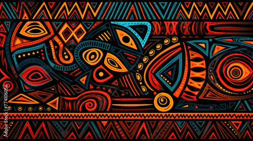 Photo background pattern in African tribal style in colorful colors