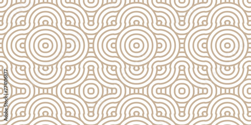 Abstract Minimal overlapping diamond geometric waves spiral abstract circle wave line. brown seamless tile stripe geometric create retro square line backdrop pattern background.