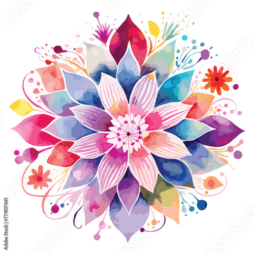 Fototapeta Naklejka Na Ścianę i Meble -  Watercolor mandala floral design vector