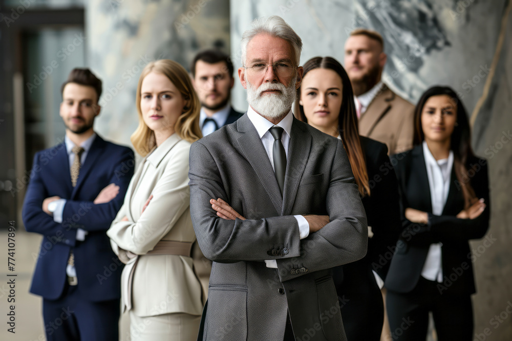 A group of individuals standing together in front of a large building A group of individuals standing together in front of a large building
