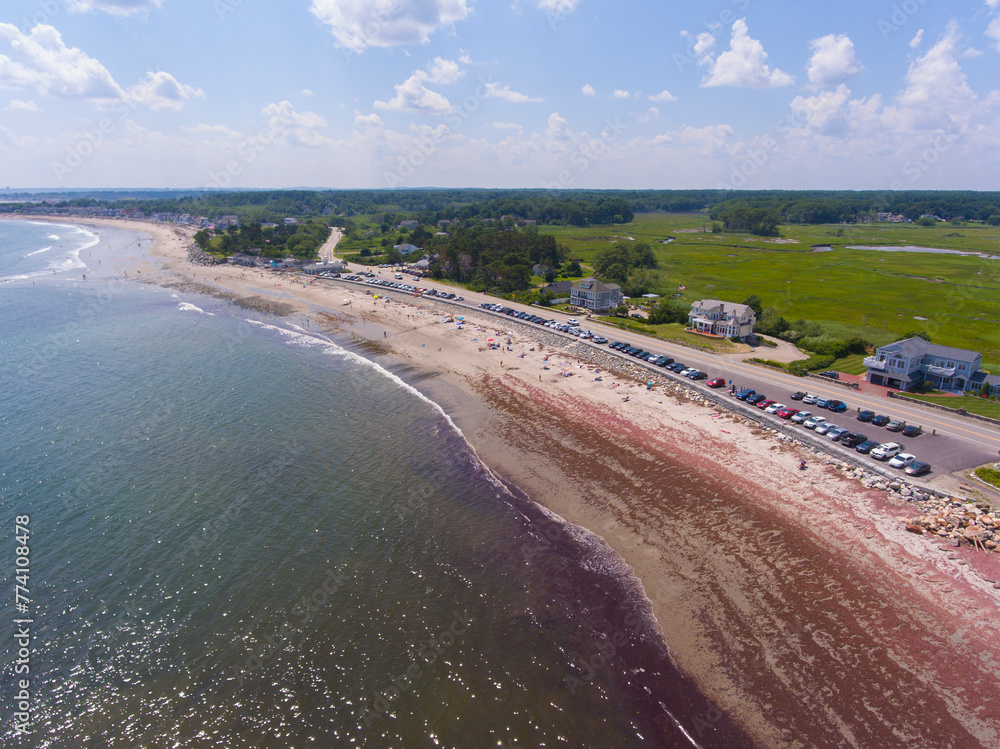 North Hampton State Beach aerial view in summer in town of North Hampton, New Hampshire NH, USA. 
