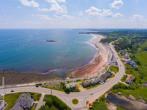 North Hampton State Beach aerial view in summer in town of North Hampton, New Hampshire NH, USA.  photo
