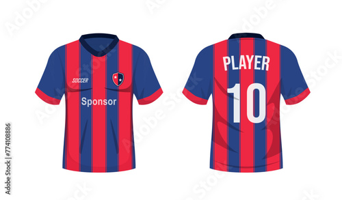 Soccer jersey sport t-shirt design. Front and back view soccer uniform. Sport shirt mock up. Vector stock  © Jessica