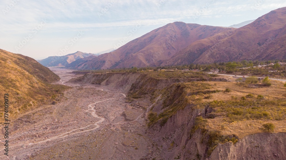 Mountains with a small water stream in Jujuy, Argentina