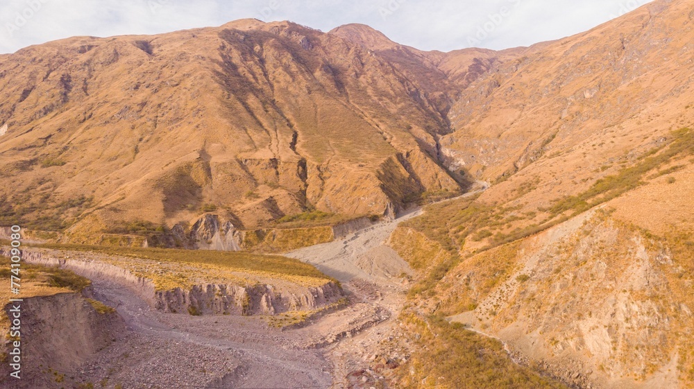 Mountains with a small water stream in Jujuy, Argentina