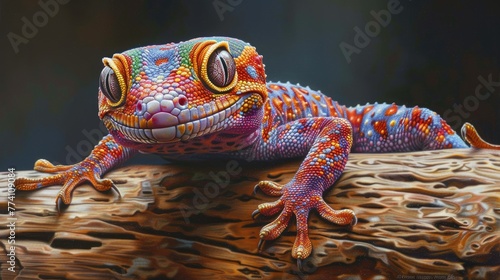 Capture the beauty of a vibrant eagle gecko in a prompt, highlighting its array of colors photo