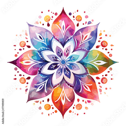 Watercolor mandala floral design vector