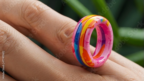 Wallpaper Mural A playful, colorful ring made of recycled plastics, symbolizing a commitment to sustainability and fun fashion Generative AI Torontodigital.ca