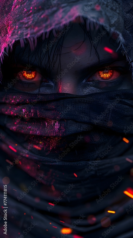 Cloaked Assassin s Piercing Gaze at Sunset A Hyper Cinematic Portrayal of Stealth and Mystery Cloaked Assassin s Piercing Gaze at Sunset A Hyper Cinematic Portrayal of Stealth and Mystery
