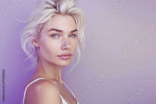 Refreshed Spa-Themed Portrait of Scandinavian Model with Blonde Hair