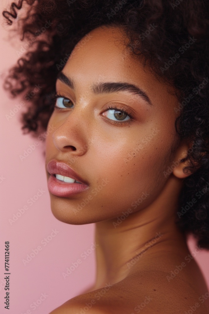 Serene Skincare Portrait of African American Model with Curly Hair
Serene Skincare Portrait of African American Model with Curly Hair