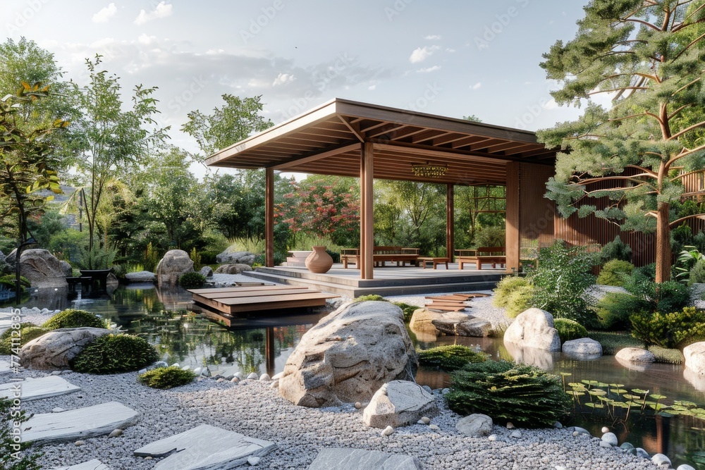 Obraz premium Luxurious Outdoor Dining Area with Contemporary Sophistication