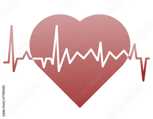 Cardiogram in the heart. Palpitation. Cardiogram design element.