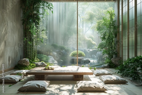 Tranquil Meditation Room in Zen Minimalism Style