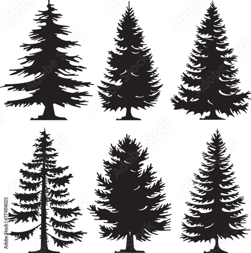 set of christmas trees