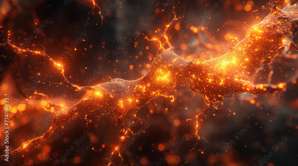 Artistic representation of a neuron firing. Artistic representation of a neuron firing.