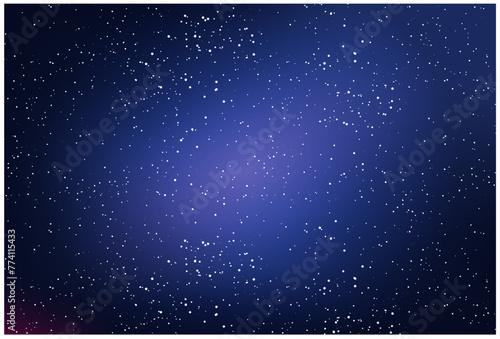 Starry night sky and galaxy glow, nebula in cosmos,  outer space background, vector