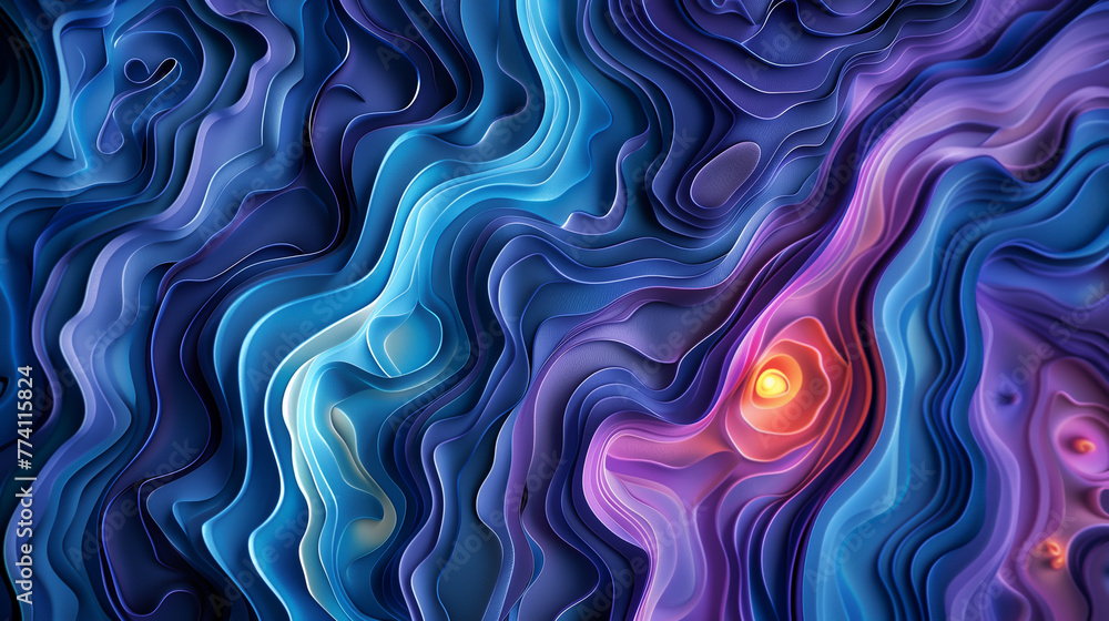 abstract purple and blue landscape with in 3d papercuts, in the style of surrealistic cartoons wallpaper abstract purple and blue landscape with in 3d papercuts, in the style of surrealistic cartoons wallpaper