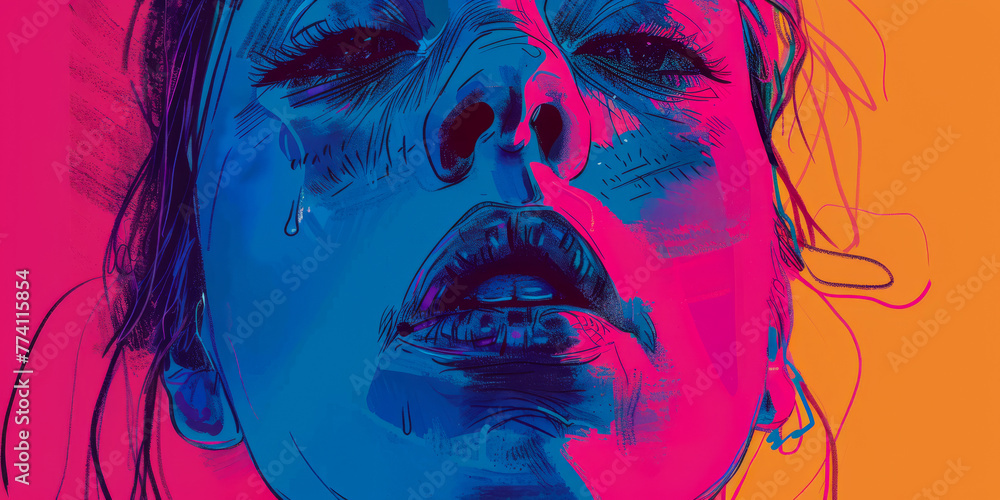 Fototapeta premium Colorful abstract woman illustration in vibrant style