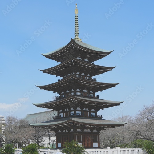 five-story pagota in nittaiji, Japan photo