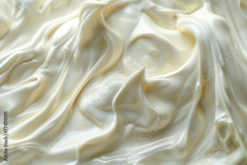 Closeup, silky bechamel sauce, 3D texture, pure white, gentle liquid folds, soft light, luxurious feel