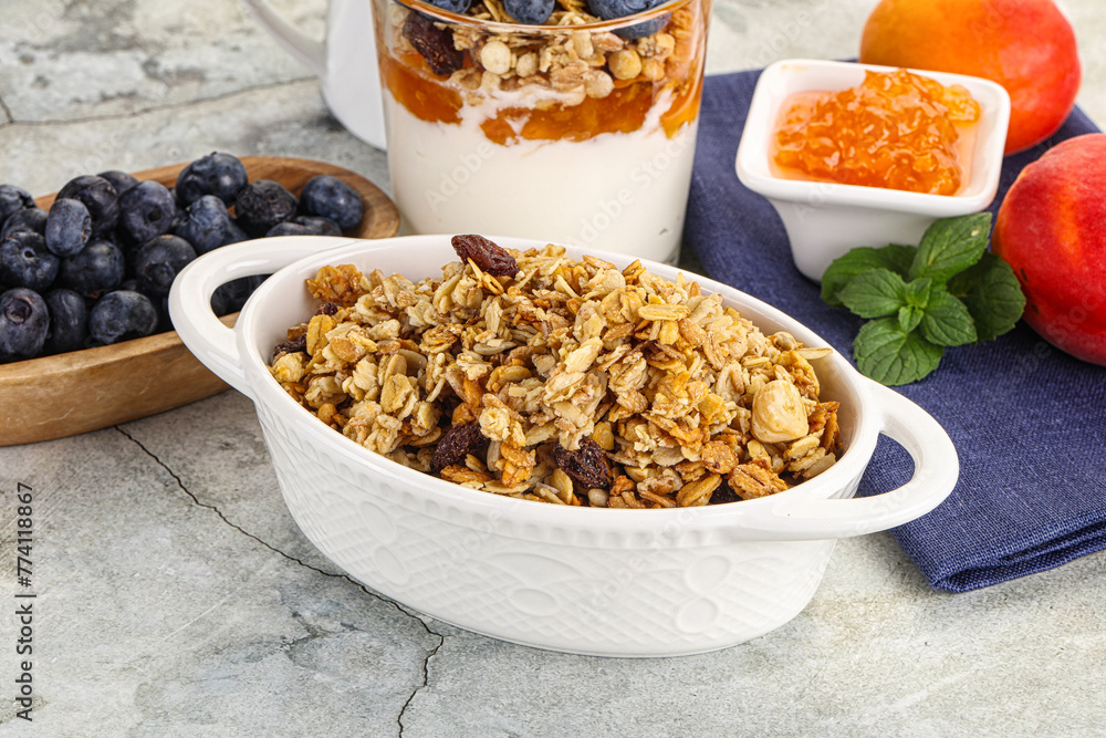 Granola museli cereal for breakfast Granola museli cereal for breakfast