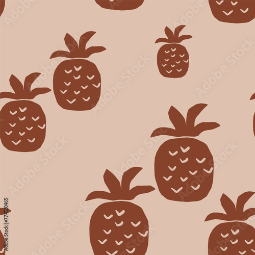 Cute colorful pineapple seamless print pattern graphic tee design for kids market as vector  © Buse