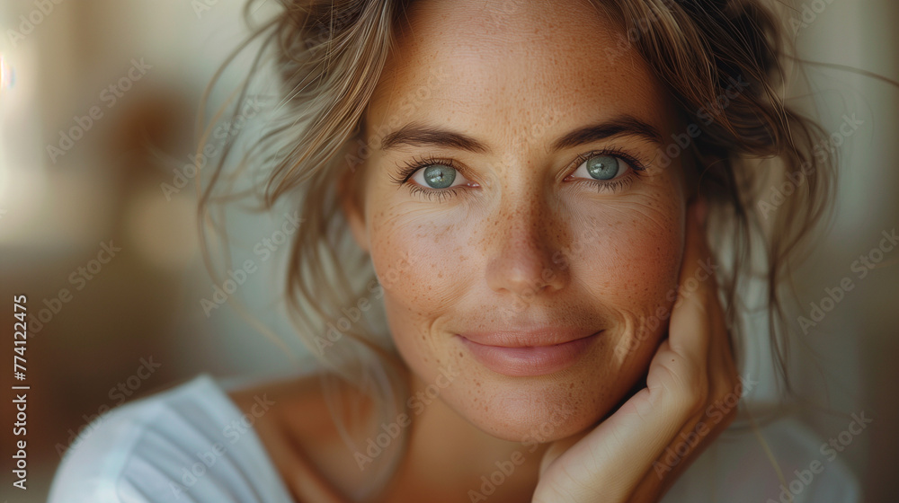 Beautiful gorgeous woman looking at camera isolated on white. Lady close up portrait. Healthy face skin care beauty, skincare cosmetics, cosmetology concept. High quality photo Beautiful gorgeous woman looking at camera isolated on white. Lady close up portrait. Healthy face skin care beauty, skincare cosmetics, cosmetology concept. High quality photo