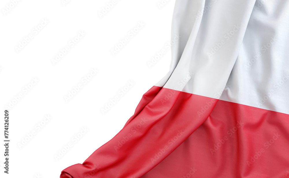 Flag of Poland with empty space on the left. Isolated. 3D Rendering Flag of Poland with empty space on the left. Isolated. 3D Rendering