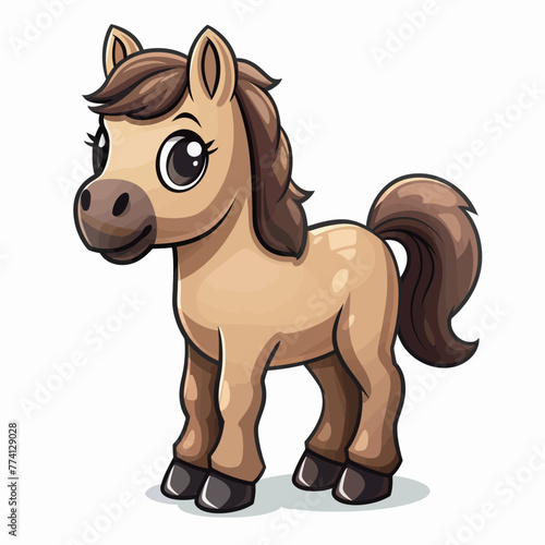 a cartoon image of a horse with a brown mane and a brown tail. photo