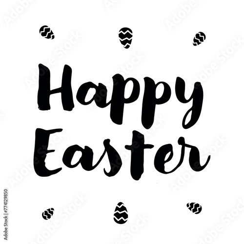 Happy Easter font sign black and white eggs eps vector