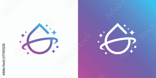 Vector logo design of clean water drop, leaf and star shape with modern, simple, clean and abstract style.