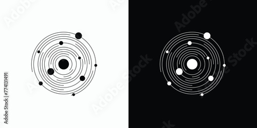 Galaxy vector logo design full of stars and planets in a modern, simple, clean and abstract style.