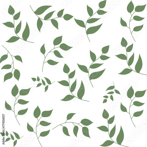 Leaves Pattern Background Vector , Floral Illustration Vector Pattern , Plant , Wallpaper