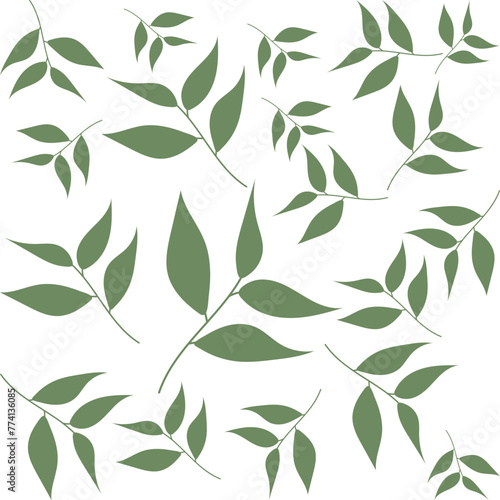 Leaves Pattern Background Vector , Floral Illustration Vector Pattern , Plant , Wallpaper