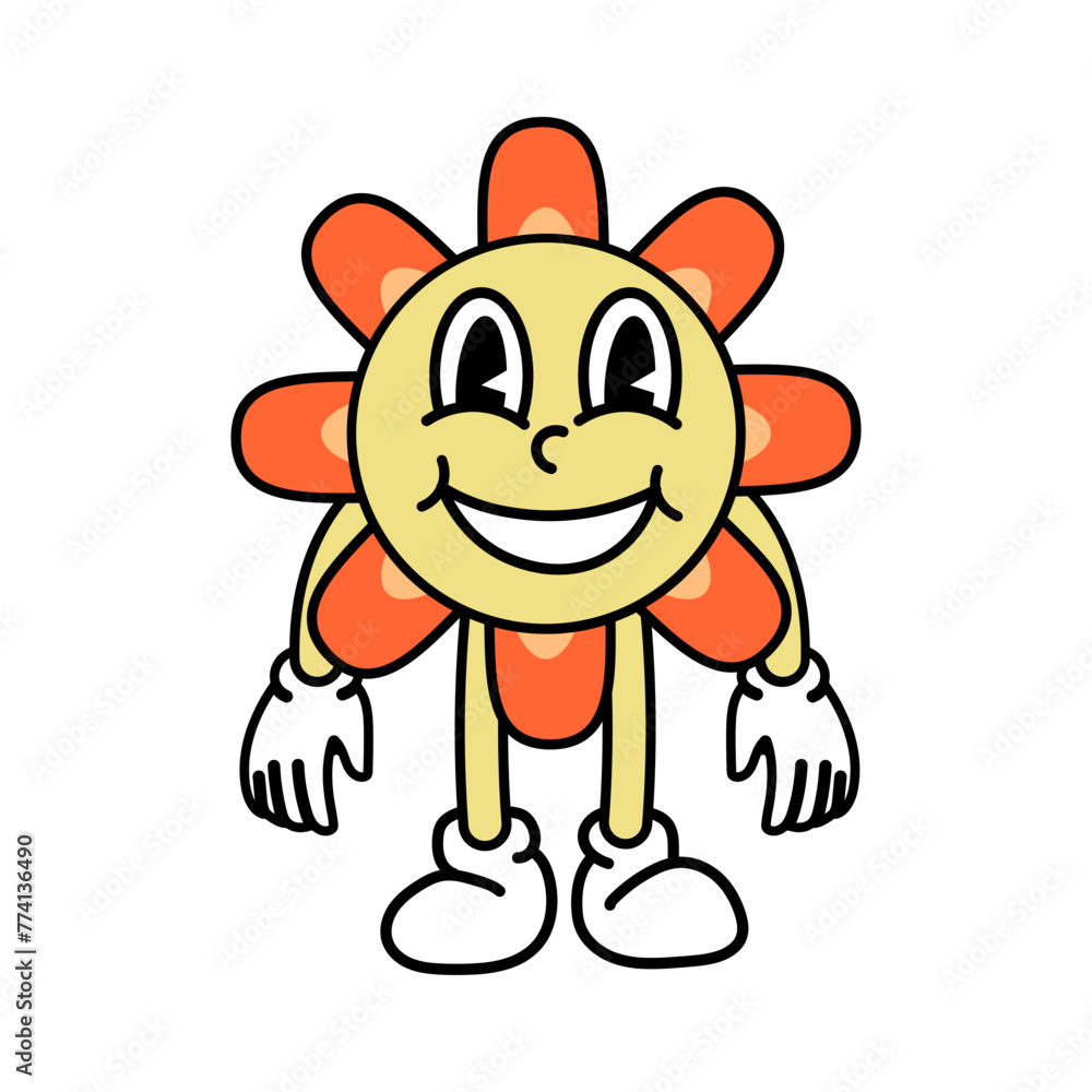 Retro Flower Character Illustration Vector , Cartoon and Sticker Vector Retro Flower Character Illustration Vector , Cartoon and Sticker Vector