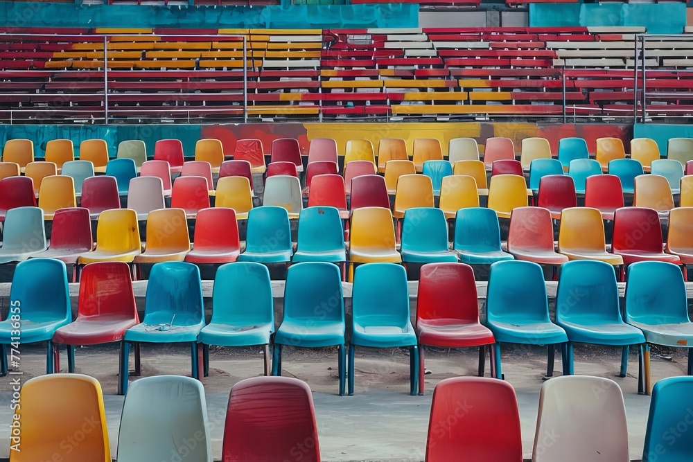 Fototapeta premium Rows Of Empty Seats In Stadium