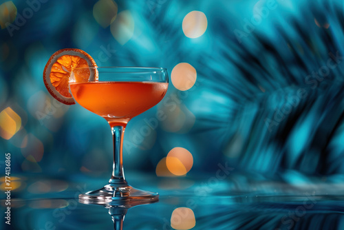cocktail with orange. Background image. Created with Generative AI technology.
