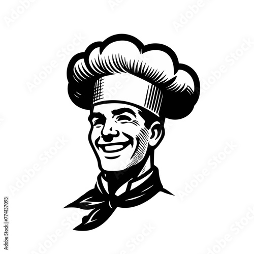 Monochrome male chef isolated vector illustration