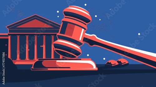 A gavel, a traditional and symbolic tool of justice in the courtroom photo