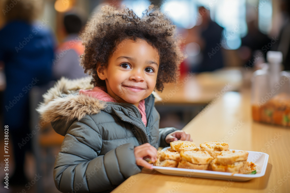Child Enjoying Pastries at Cafe Child Enjoying Pastries at Cafe