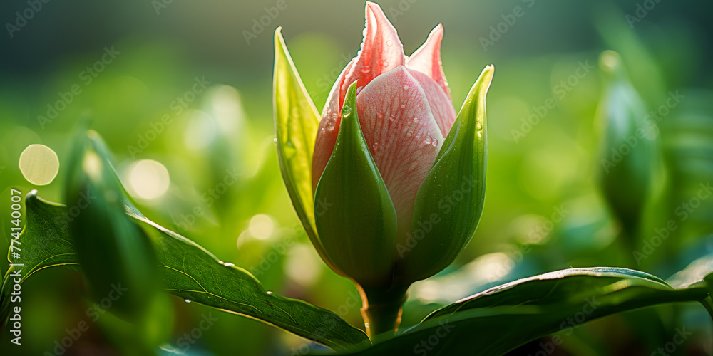 Vibrant Tulip Bud Awakening in Crisp Morning Light Vibrant Tulip Bud Awakening in Crisp Morning Light