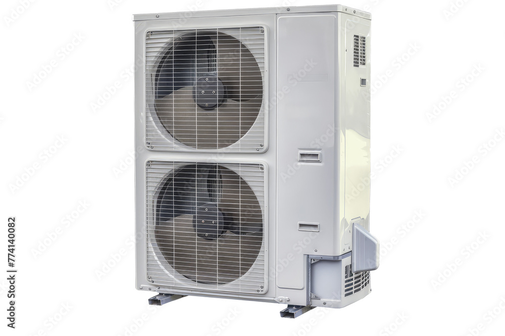 White Outdoor air conditioner unit, png isolated on transparent background, clipart, cutout. White Outdoor air conditioner unit, png isolated on transparent background, clipart, cutout.
